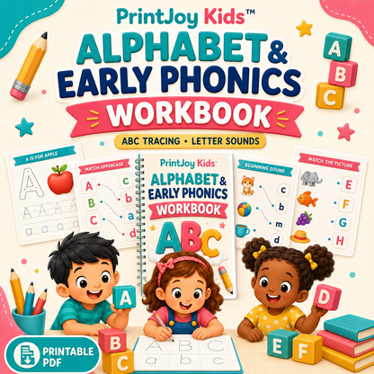 PrintJoy Kids™ Alphabet & Early Phonics Workbook