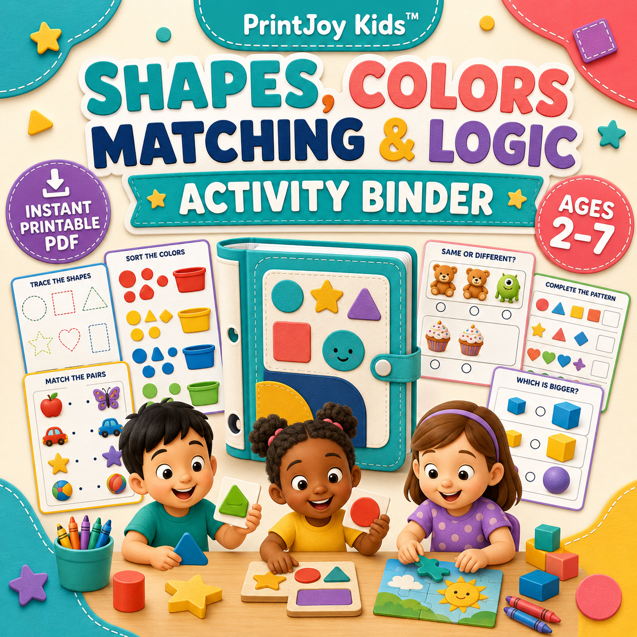 PrintJoy Kids™ Shapes, Colors & Logic Binder Bundle