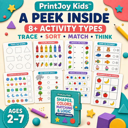 PrintJoy Kids™ Shapes, Colors & Logic Binder Bundle
