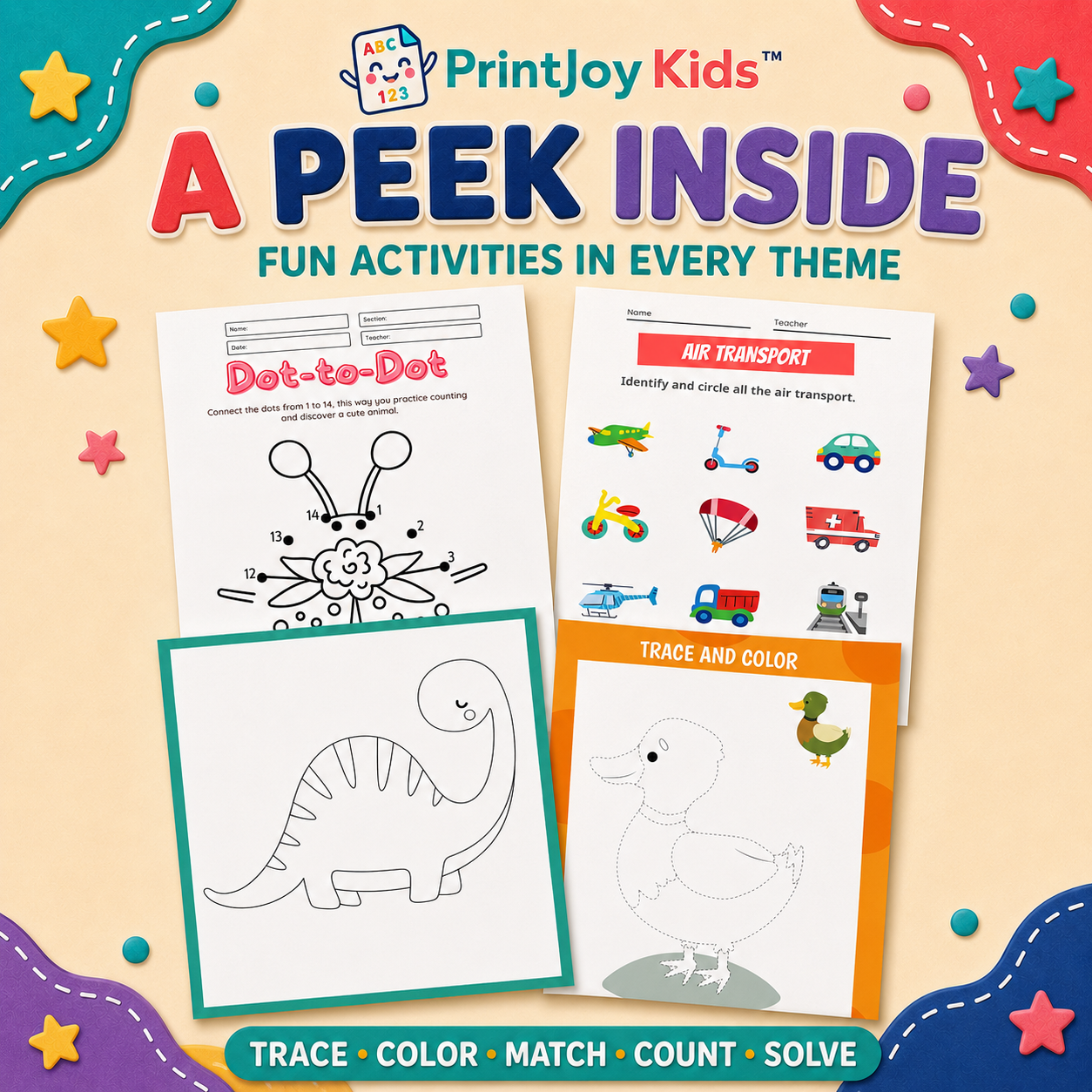 PrintJoy Kids™ Themed Activity Books Bundle