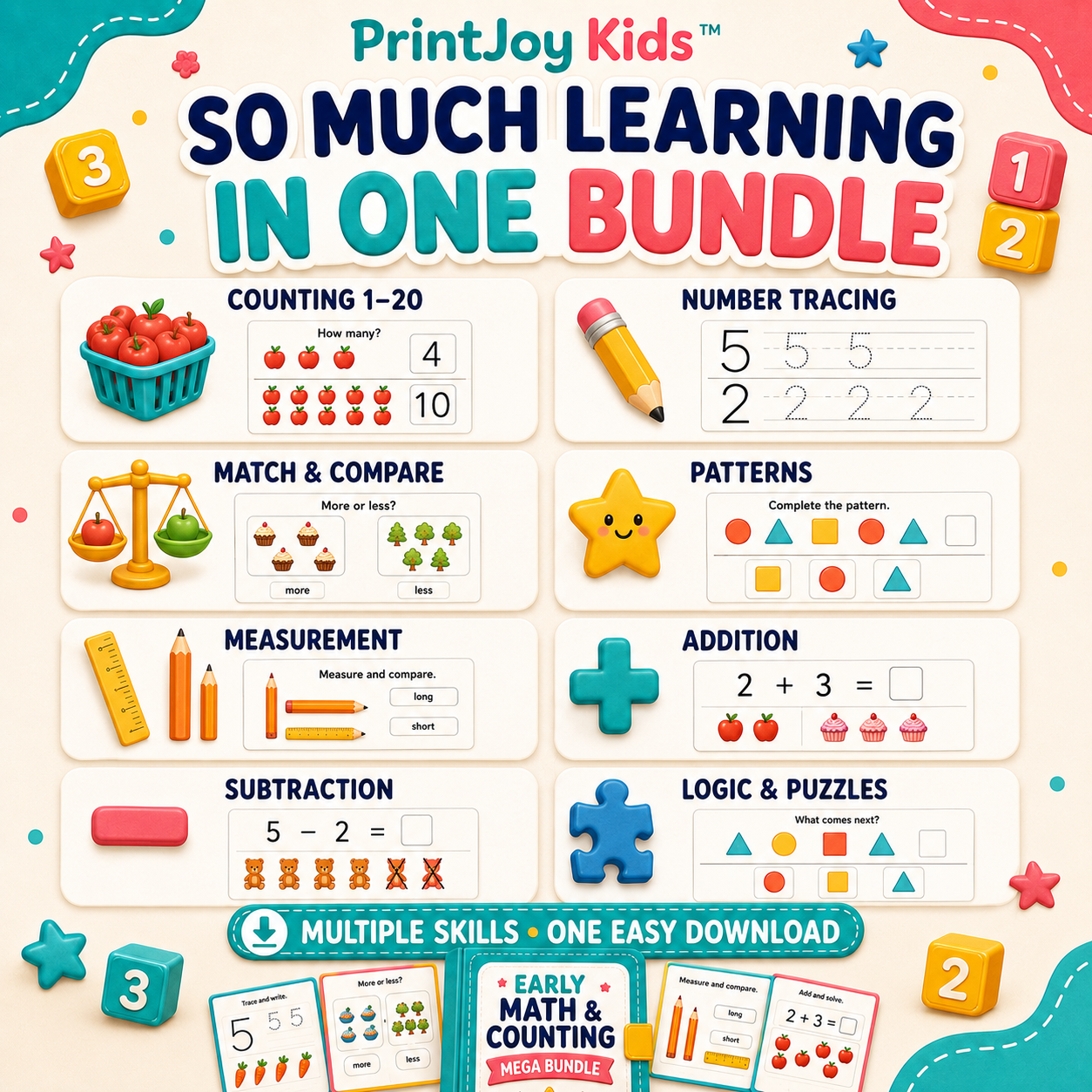 PrintJoy Kids™ Early Math & Counting Bundle