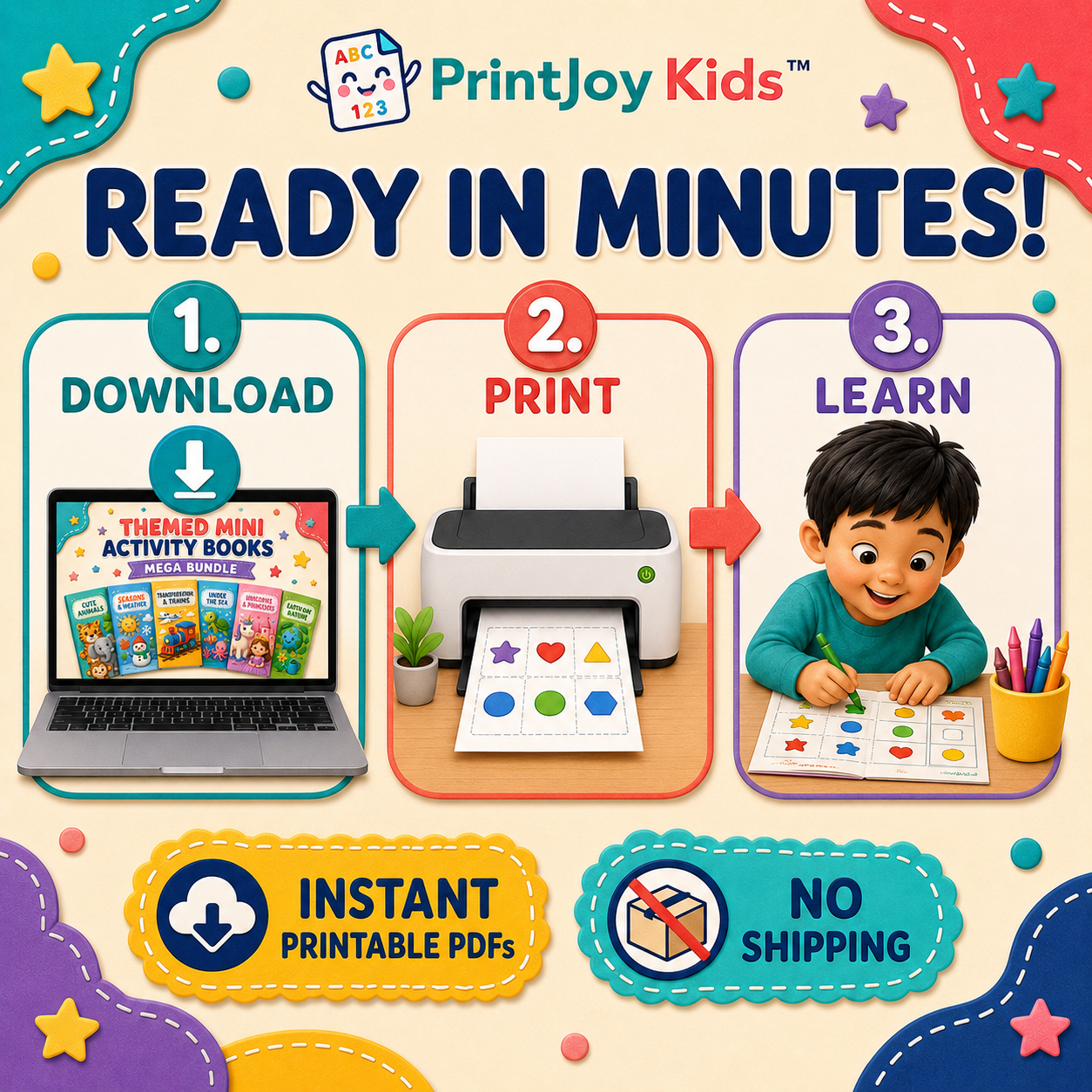 PrintJoy Kids™ Themed Activity Books Bundle