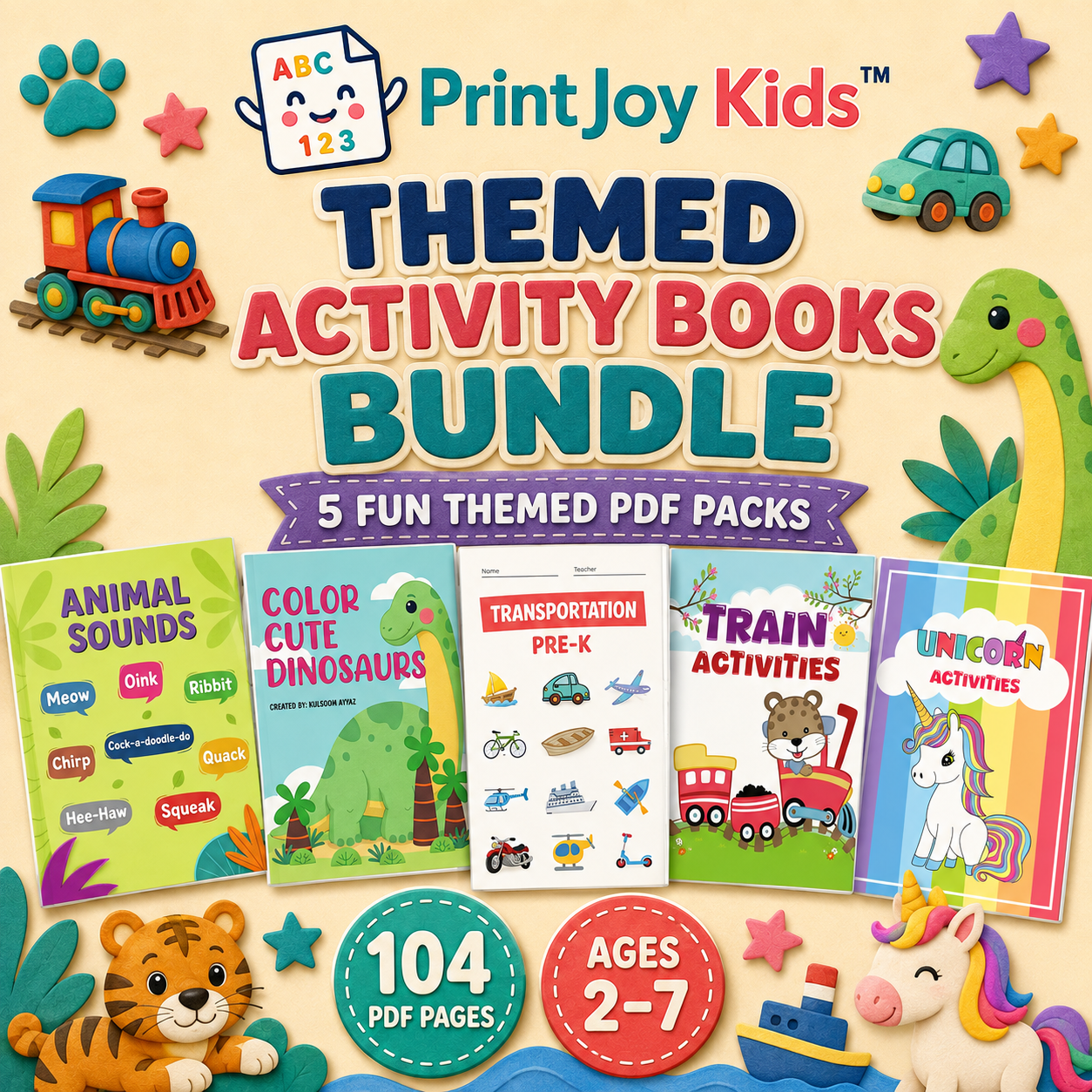 PrintJoy Kids™ Themed Activity Books Bundle